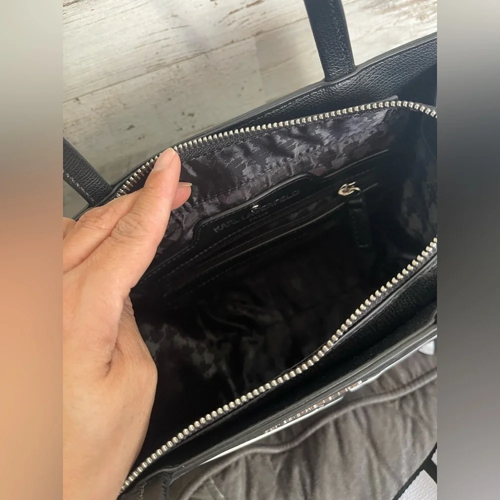 Karl‎ Lagerfeld Paris Mini Tote Leopard Crossbody – Black/Grey